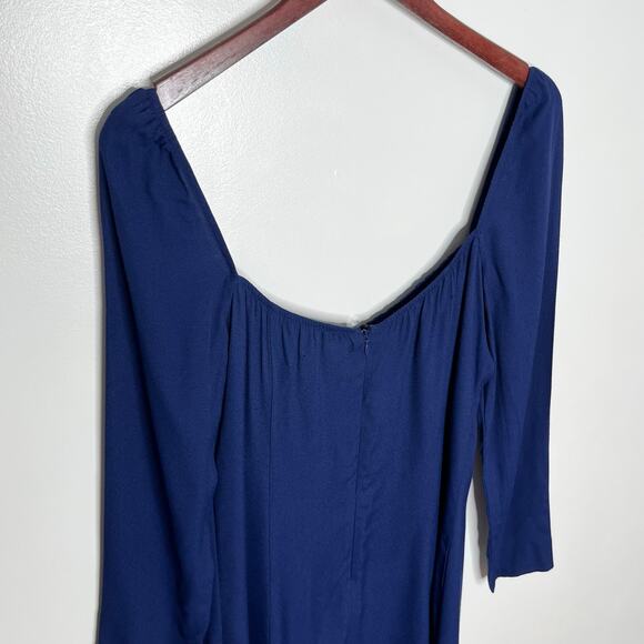 Reformation Sydney Mini Dress Womens 10 Blue Long Sleeve Front Tie - Picture 6 of 9